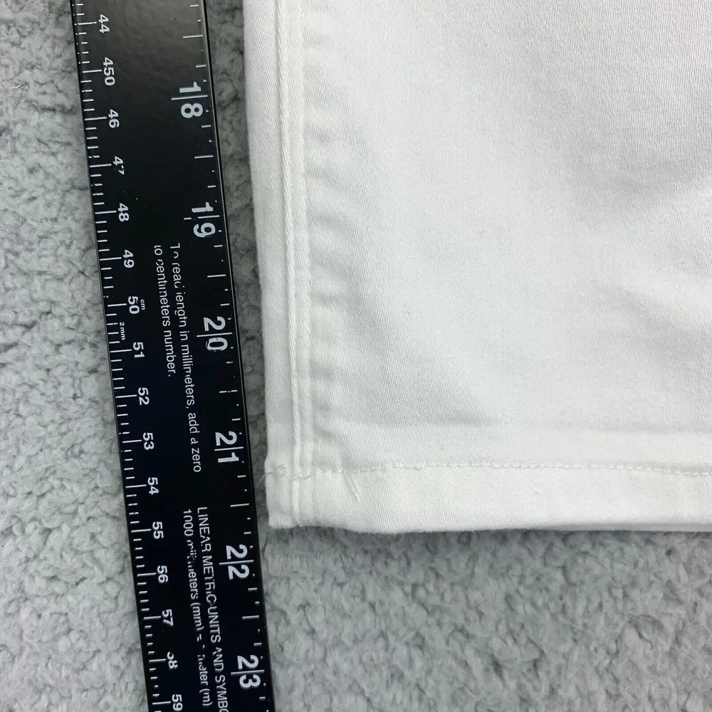 Contemporary Denim Pants Womens 16 White Capri‎ Mid-Rise Straight Leg Stretch
